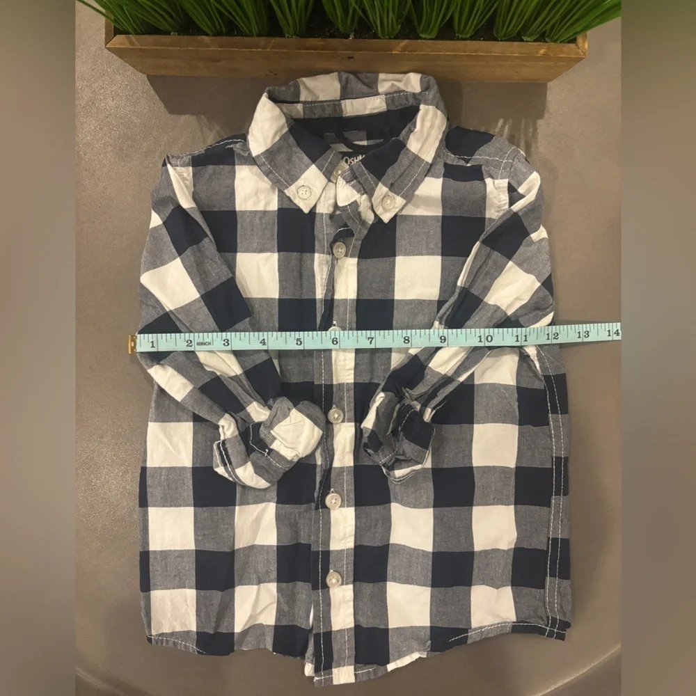 Oshkosh B’gosh Boys Size 4T Blue/White Plaid Button Down